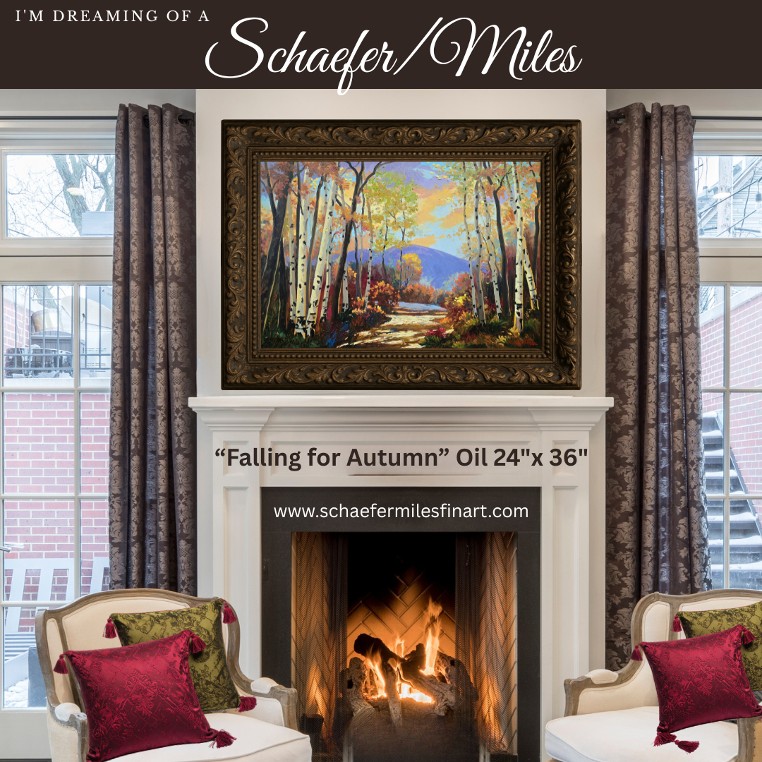 "Falling for Autumn" Oil 24"x36" Framed 1 3/4 inch Black Float Frame