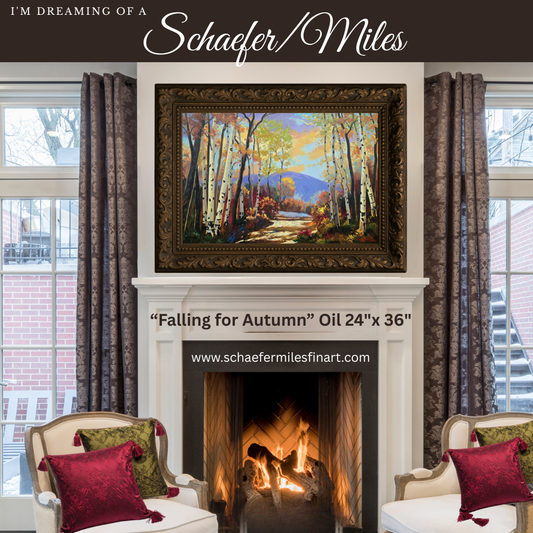 "Falling for Autumn" Oil 24"x36" Framed 1 3/4 inch Black Float Frame
