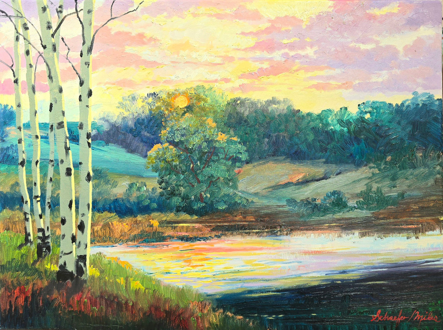 "Wonderful Wetlands" Original Oil Painting 16" x 20" framed 1 inch Bronze tone wood.