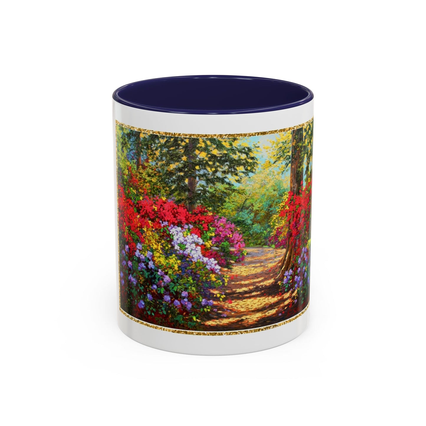 Scenic Garden Path Coffee Mug — “Lovers Lane” Schaefer/Miles Floral Accent Mug (11/15oz)