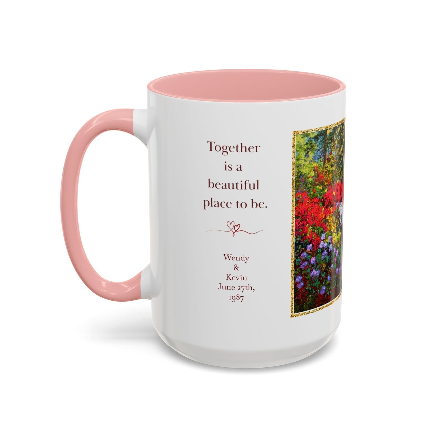 Scenic Garden Path Coffee Mug — “Lovers Lane” Schaefer/Miles Floral Accent Mug (11/15oz)