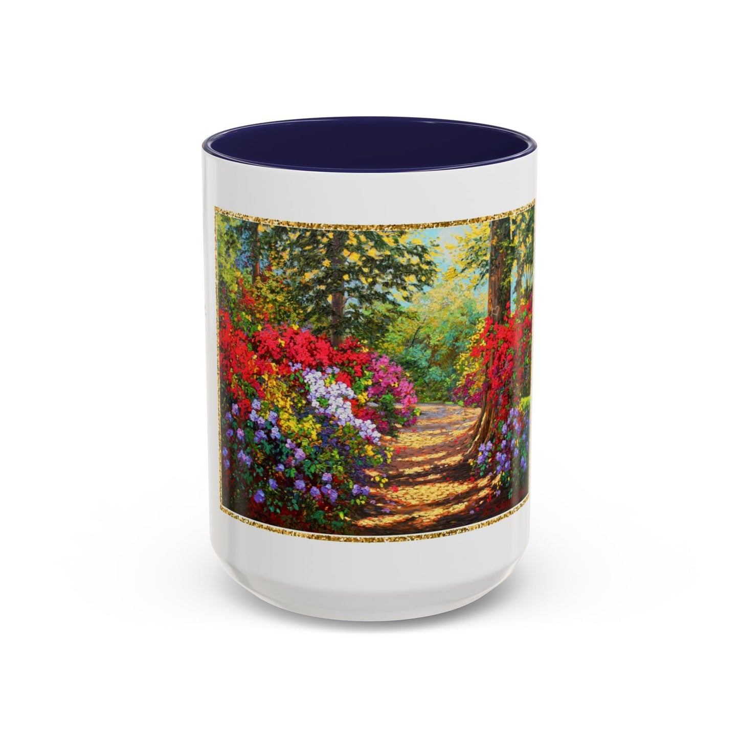 Scenic Garden Path Coffee Mug — “Lovers Lane” Schaefer/Miles Floral Accent Mug (11/15oz)