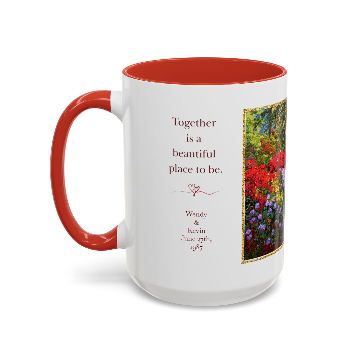 Scenic Garden Path Coffee Mug — “Lovers Lane” Schaefer/Miles Floral Accent Mug (11/15oz)