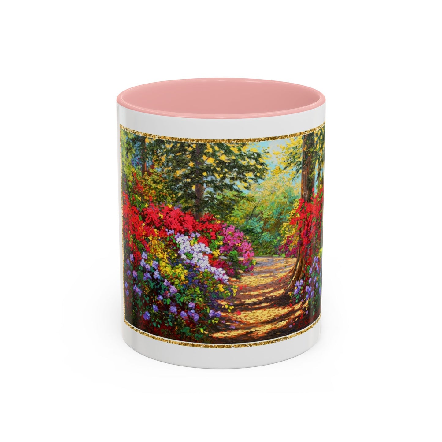 Scenic Garden Path Coffee Mug — “Lovers Lane” Schaefer/Miles Floral Accent Mug (11/15oz)