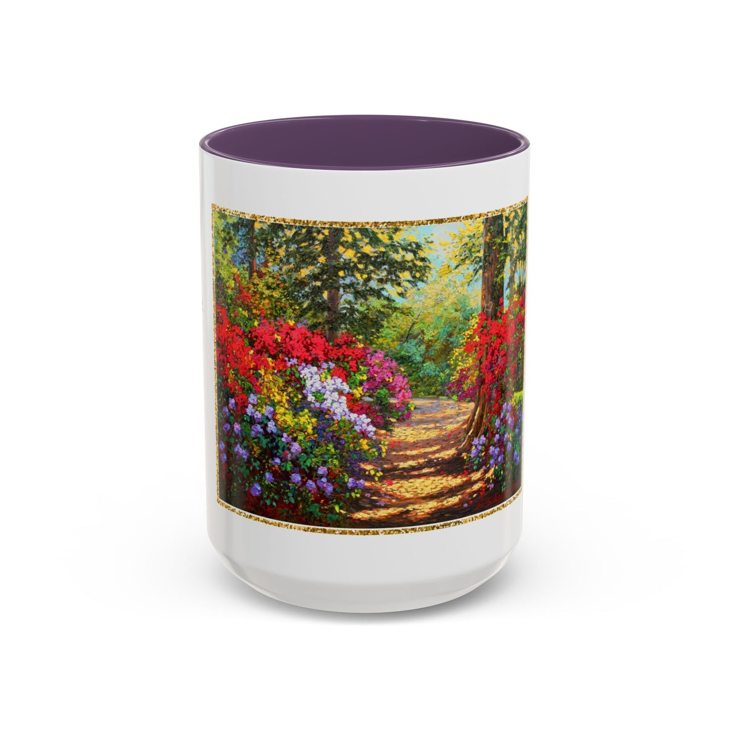 Scenic Garden Path Coffee Mug — “Lovers Lane” Schaefer/Miles Floral Accent Mug (11/15oz)