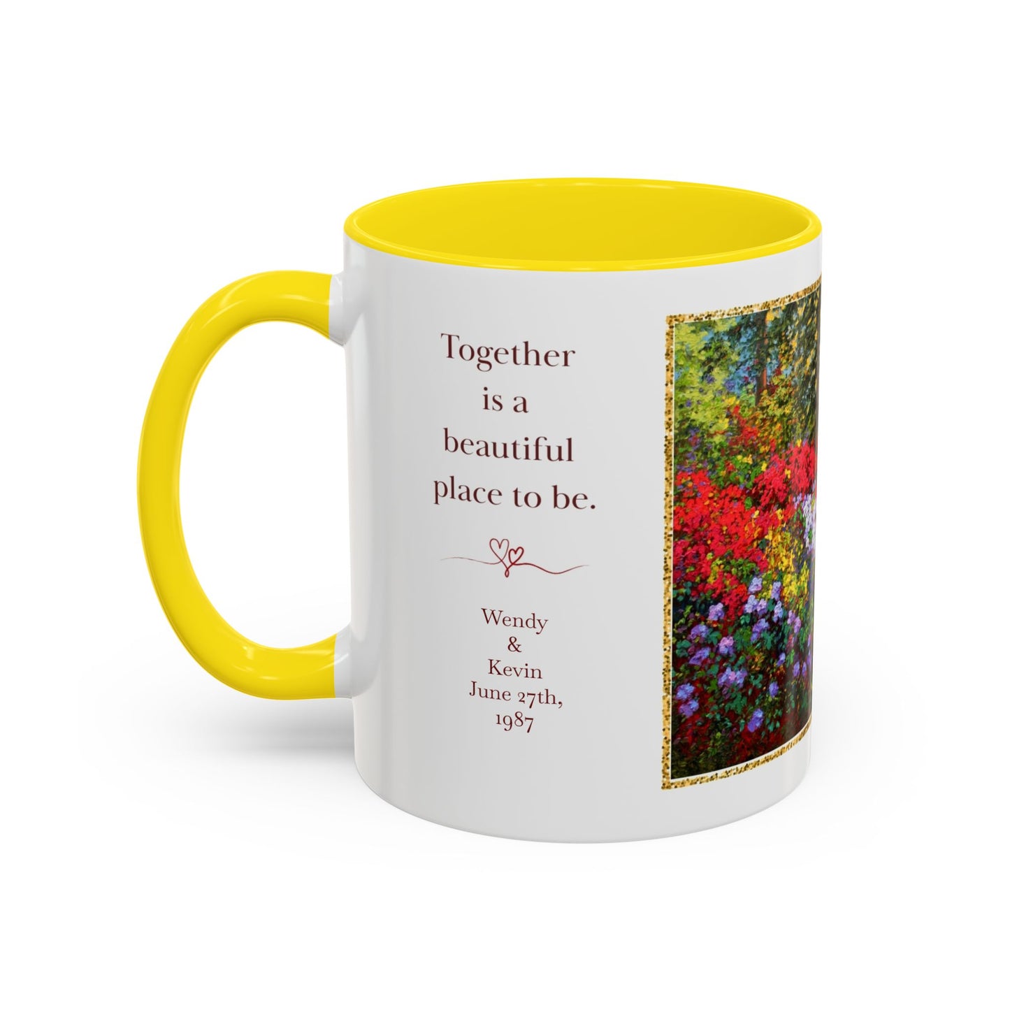 Scenic Garden Path Coffee Mug — “Lovers Lane” Schaefer/Miles Floral Accent Mug (11/15oz)