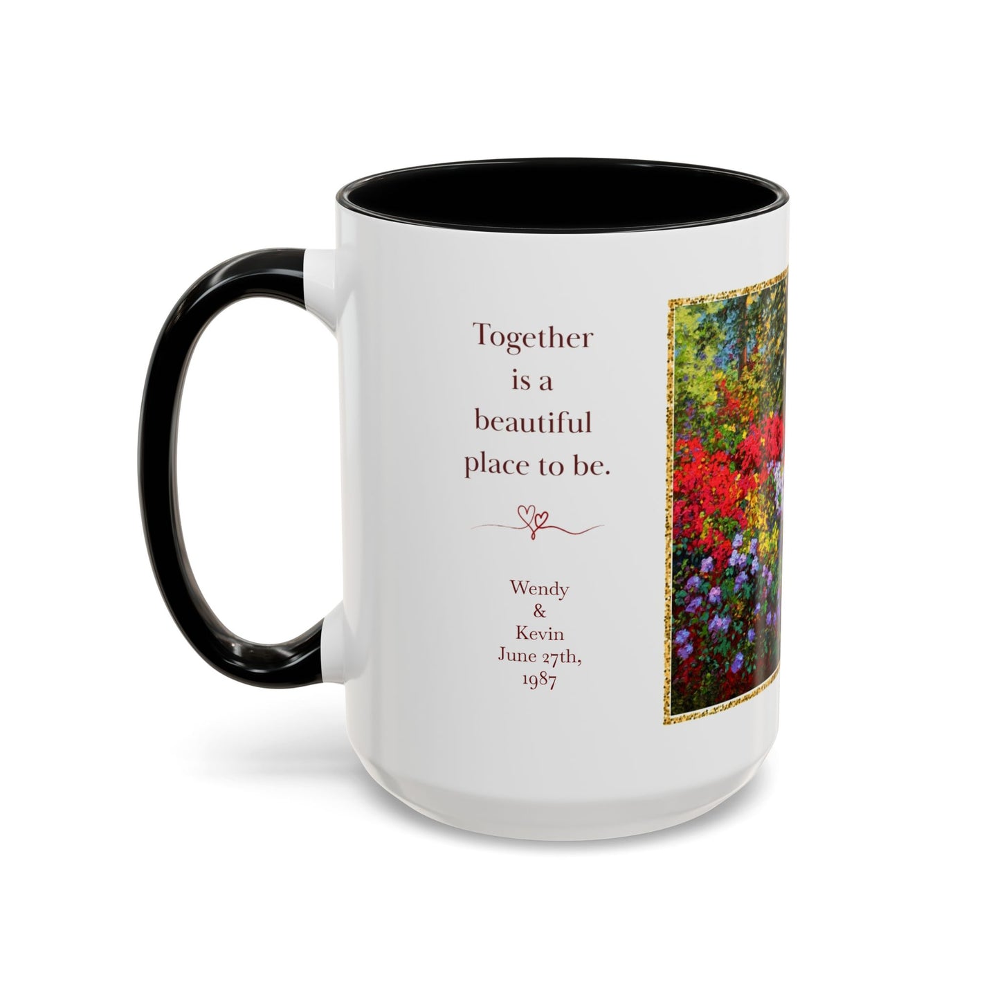 Scenic Garden Path Coffee Mug — “Lovers Lane” Schaefer/Miles Floral Accent Mug (11/15oz)
