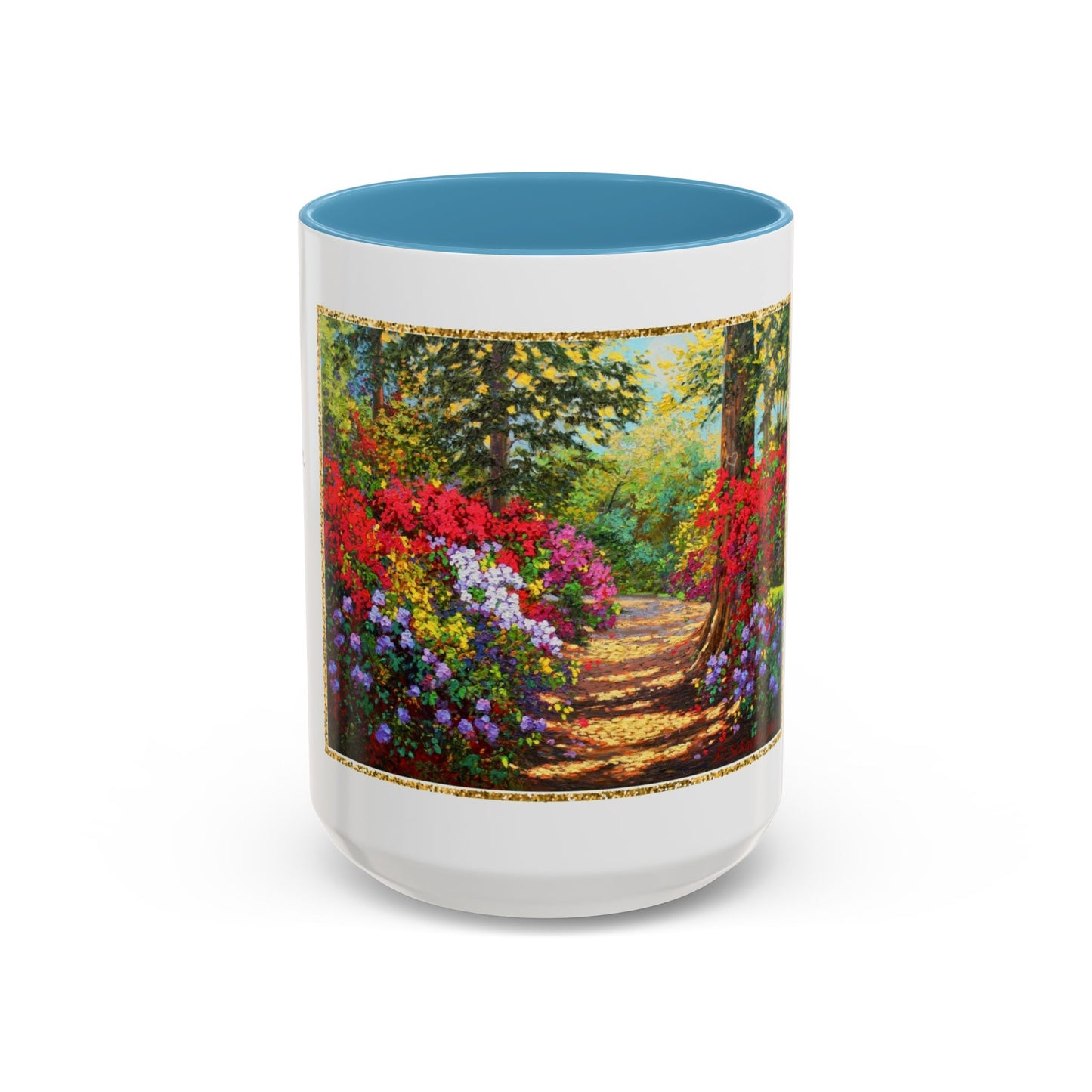 Scenic Garden Path Coffee Mug — “Lovers Lane” Schaefer/Miles Floral Accent Mug (11/15oz)