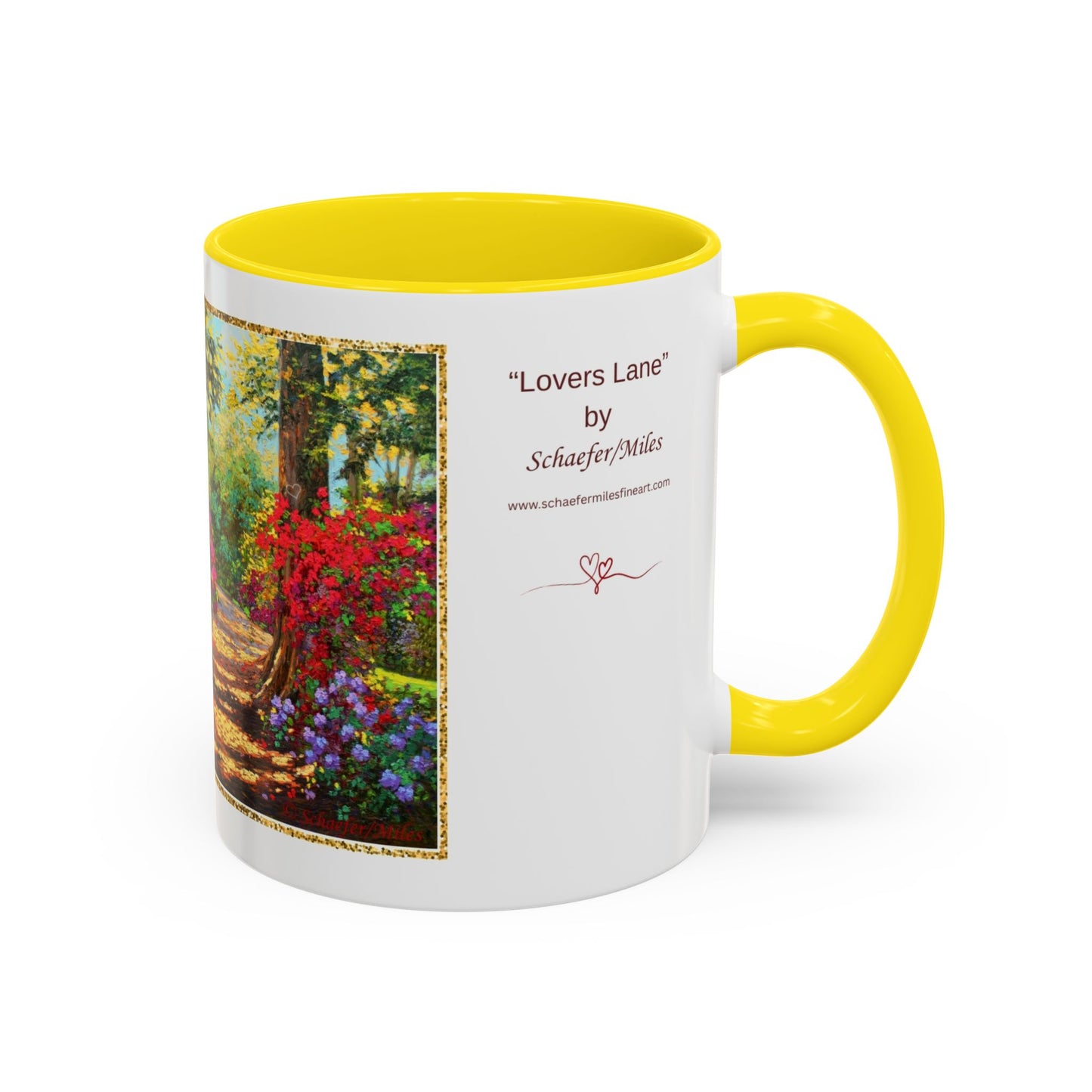 Scenic Garden Path Coffee Mug — “Lovers Lane” Schaefer/Miles Floral Accent Mug (11/15oz)