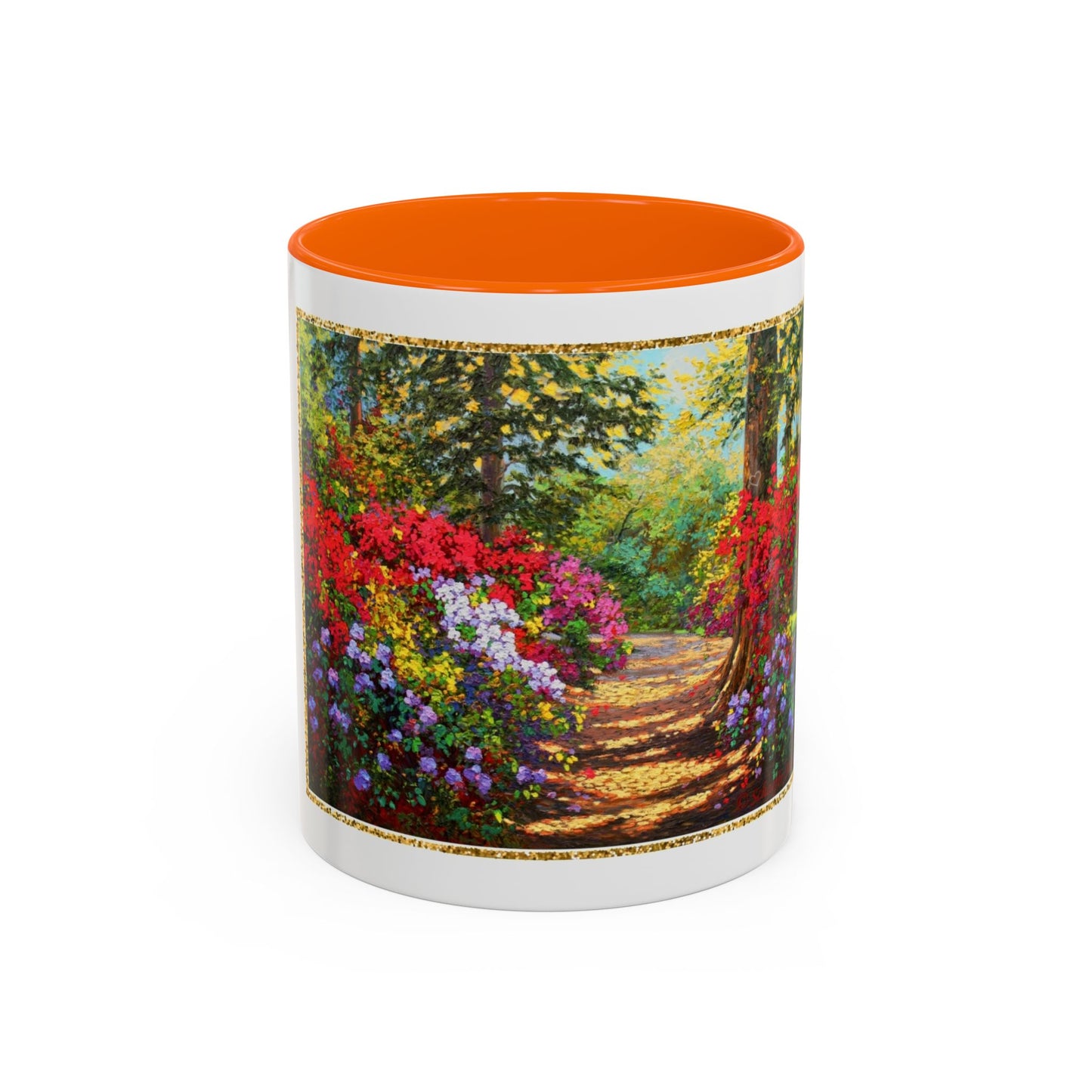 Scenic Garden Path Coffee Mug — “Lovers Lane” Schaefer/Miles Floral Accent Mug (11/15oz)