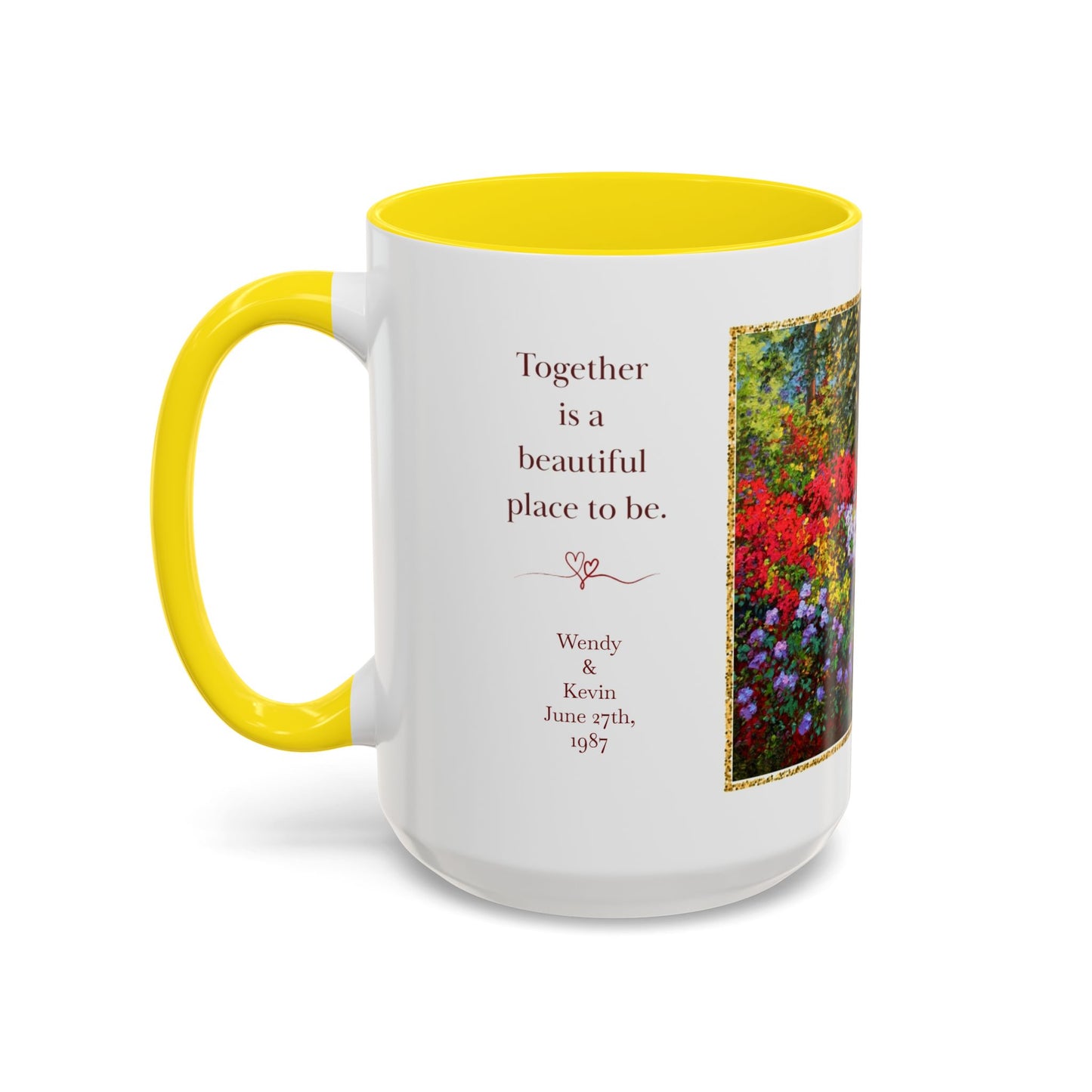 Scenic Garden Path Coffee Mug — “Lovers Lane” Schaefer/Miles Floral Accent Mug (11/15oz)