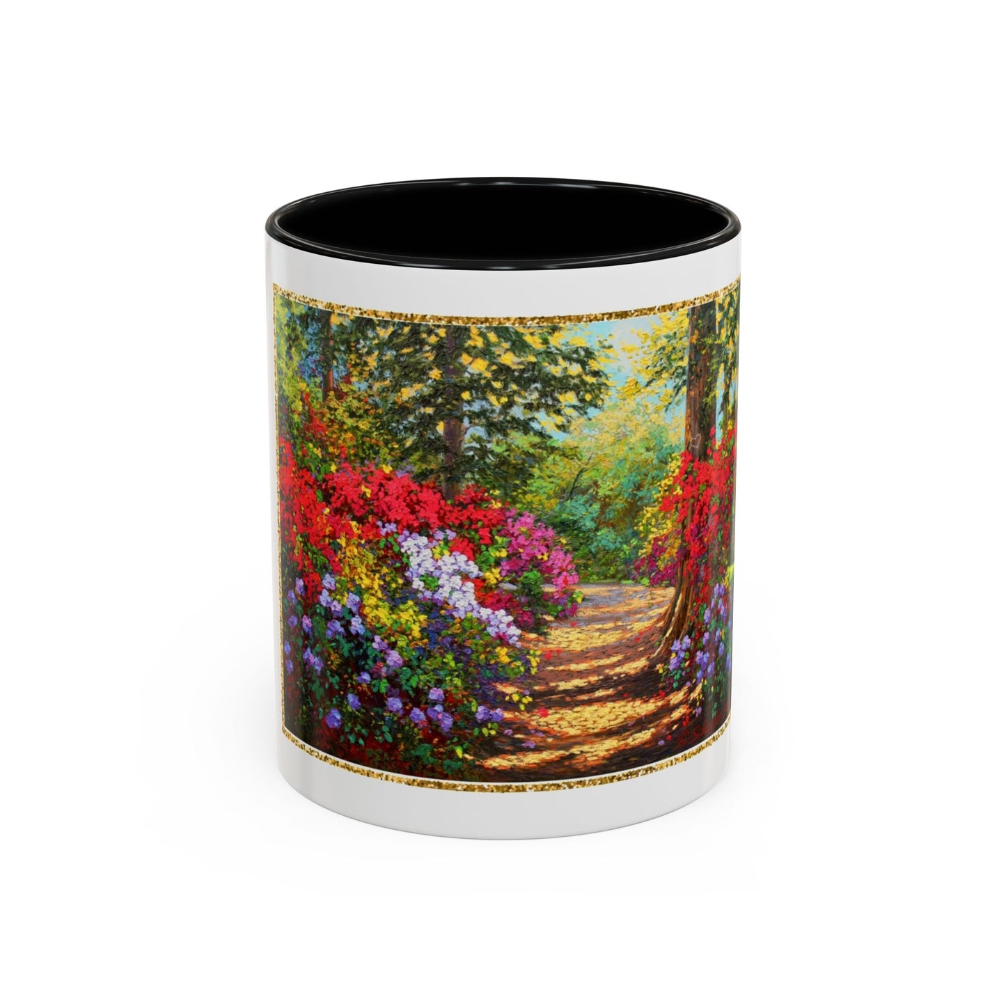 Scenic Garden Path Coffee Mug — “Lovers Lane” Schaefer/Miles Floral Accent Mug (11/15oz)