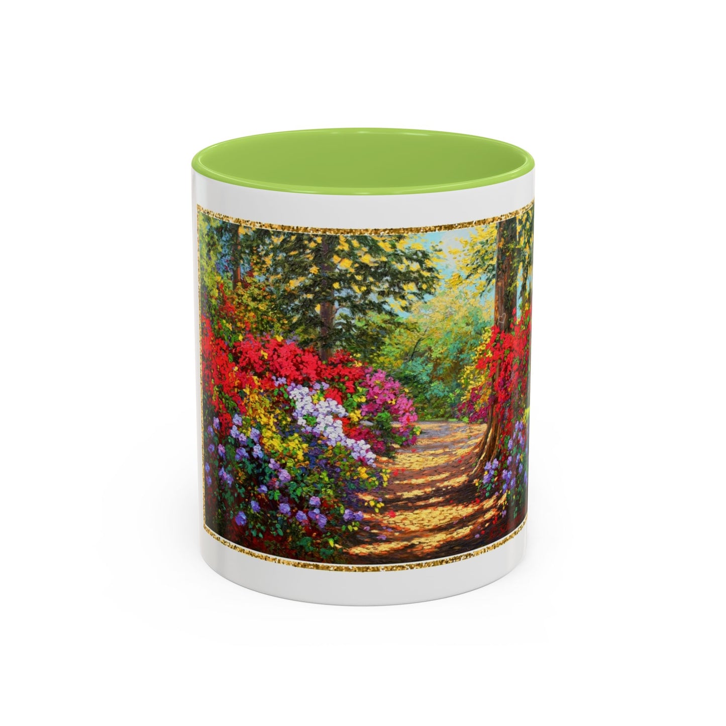 Scenic Garden Path Coffee Mug — “Lovers Lane” Schaefer/Miles Floral Accent Mug (11/15oz)