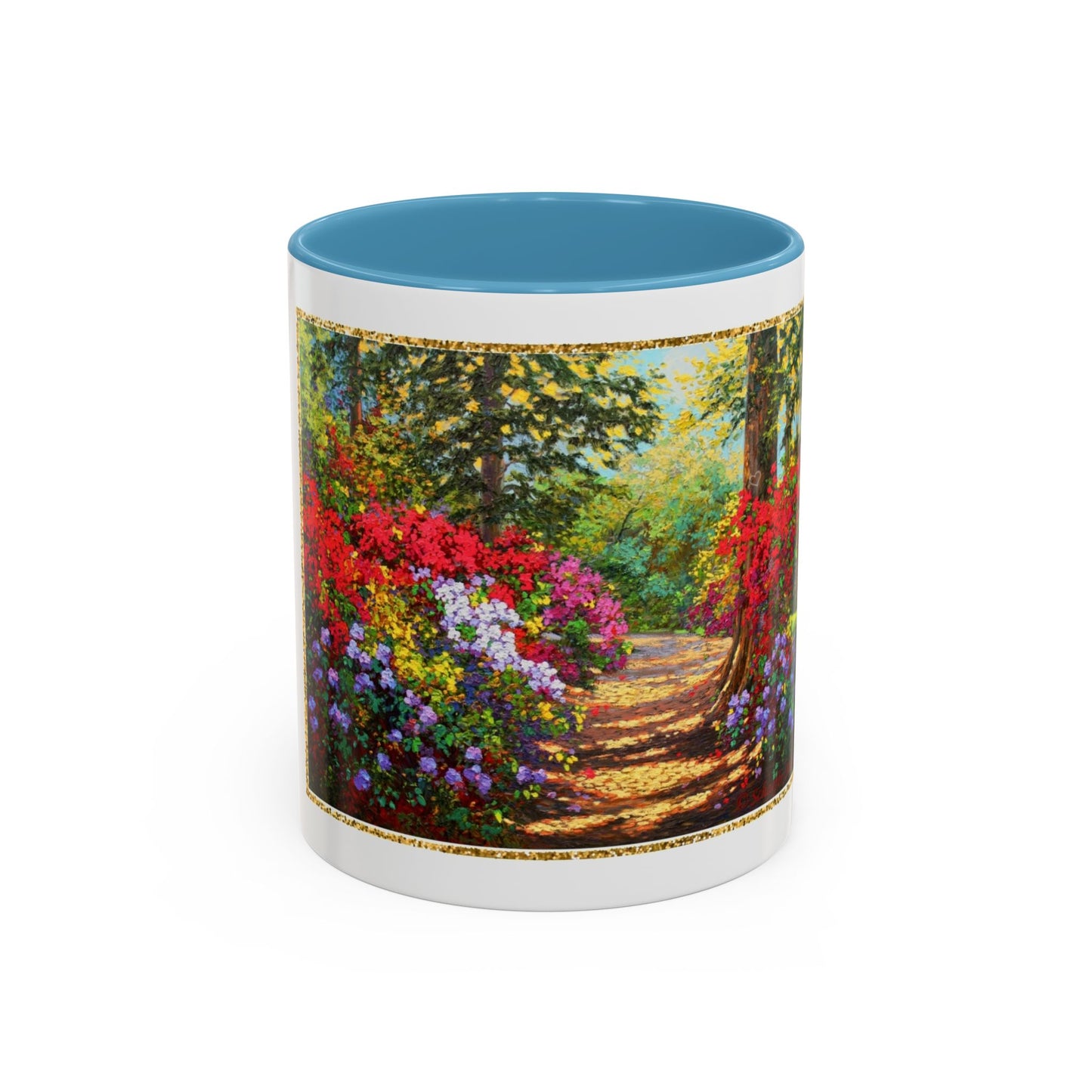 Scenic Garden Path Coffee Mug — “Lovers Lane” Schaefer/Miles Floral Accent Mug (11/15oz)