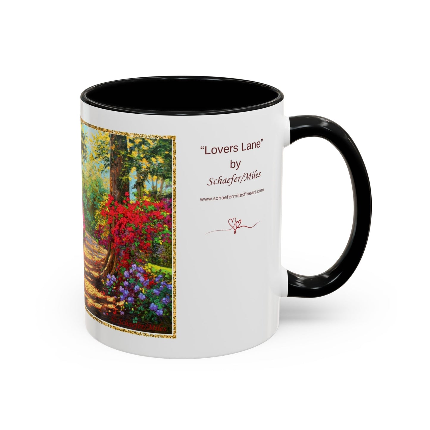 Scenic Garden Path Coffee Mug — “Lovers Lane” Schaefer/Miles Floral Accent Mug (11/15oz)