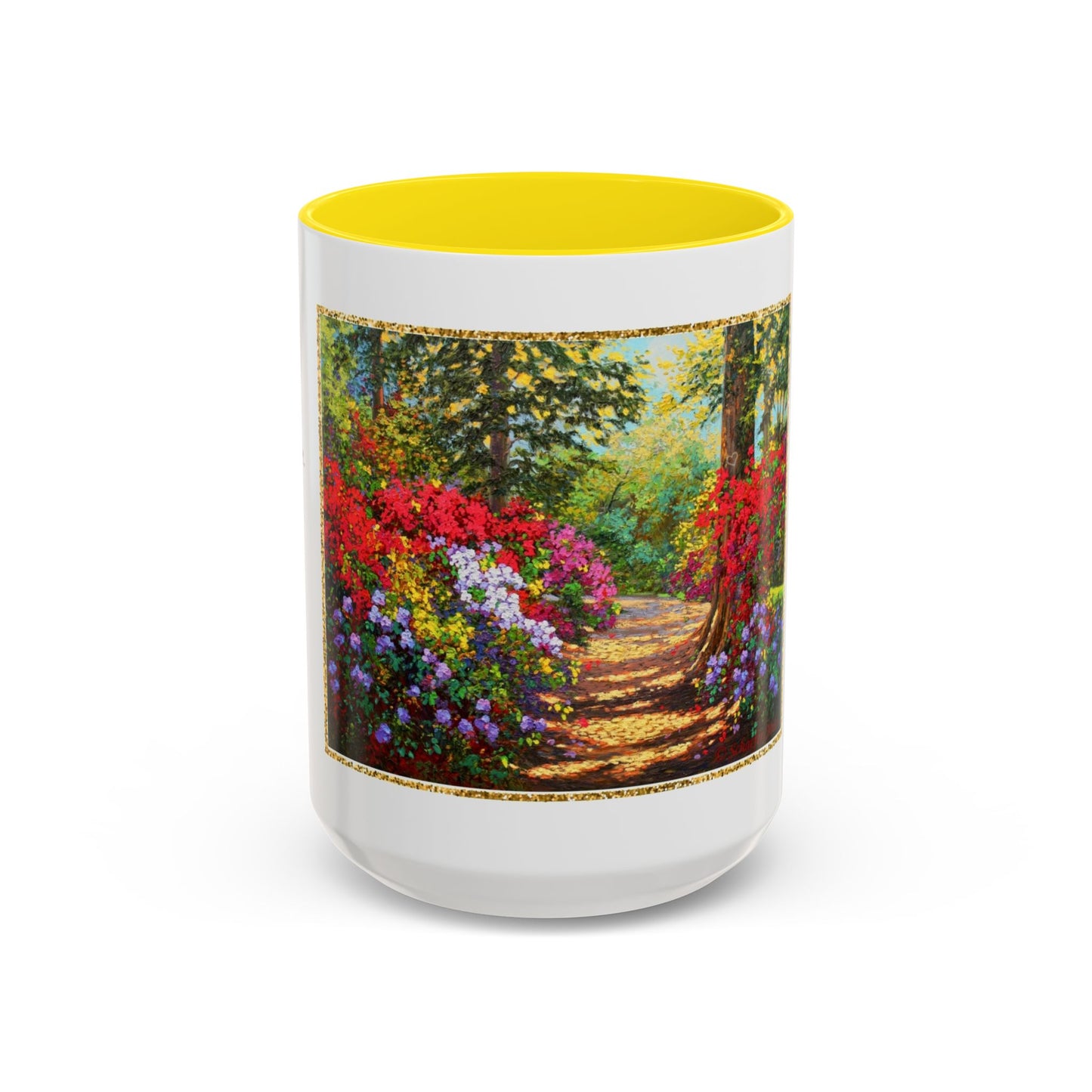 Scenic Garden Path Coffee Mug — “Lovers Lane” Schaefer/Miles Floral Accent Mug (11/15oz)
