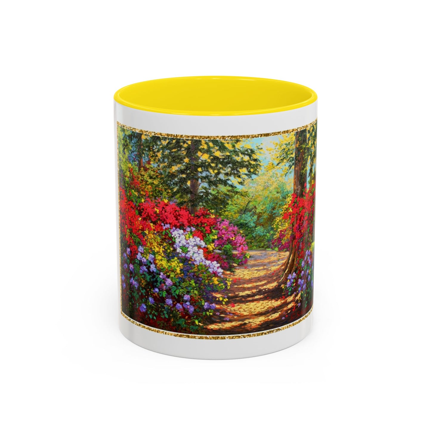 Scenic Garden Path Coffee Mug — “Lovers Lane” Schaefer/Miles Floral Accent Mug (11/15oz)