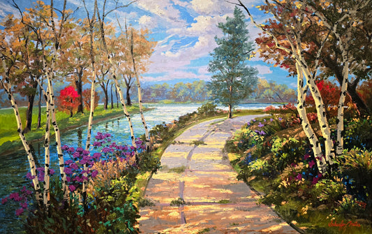 "A Path Inspired" with Birch Trees  - Oil - SOLD - 30"x48"