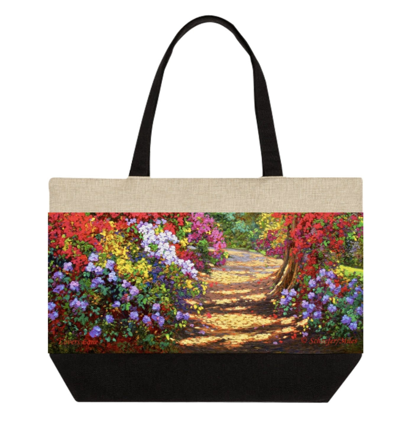 Dark Linen Tote Bag - Large - 14.2" x 18.9" "Lovers Lane"