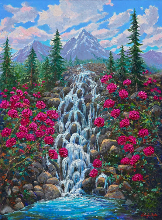 "Magic Mountain Waterfall" Oil 48" x 36"
