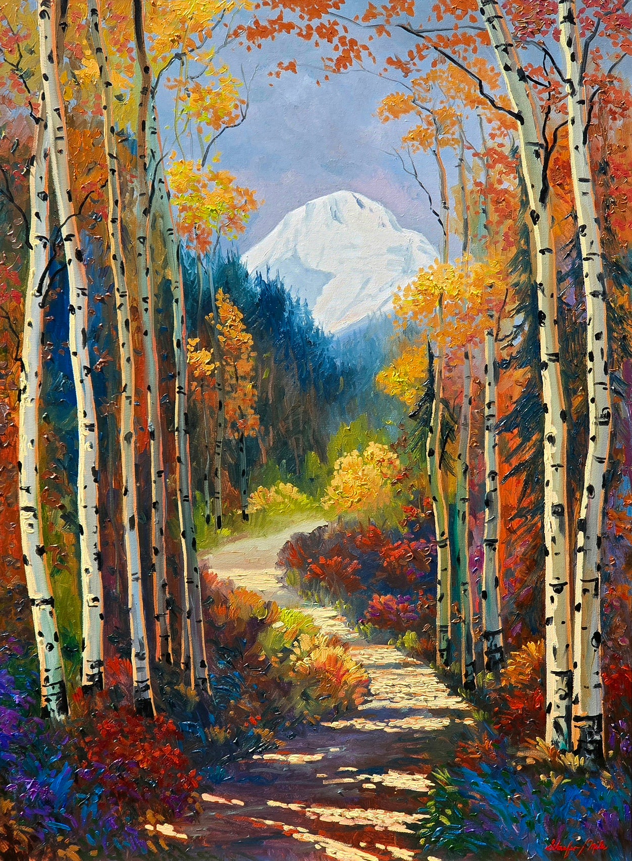 "Mystic Mountain Mood" Oil 48"x 36" Framed.